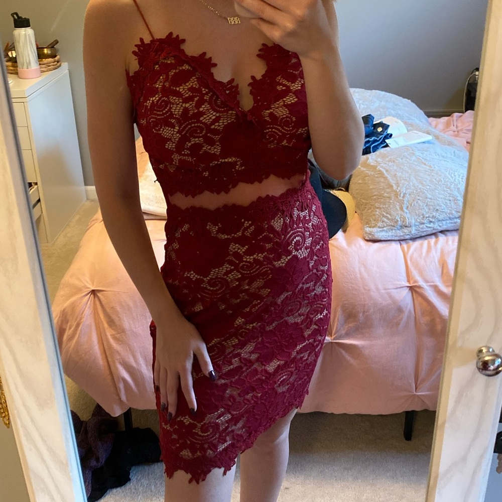 Red, Lace Dress
